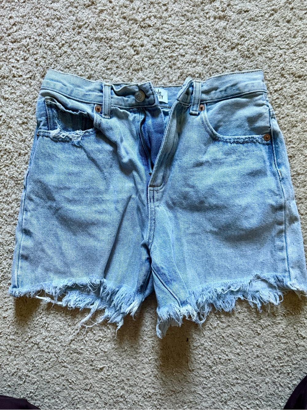 Light Blue Distressed Denim Cutoff Shorts - Women's